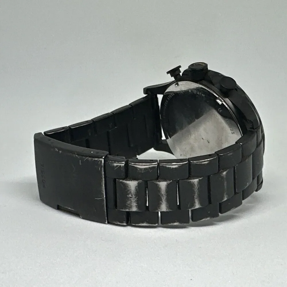 Fossil JR1523 Men's Black Stainless Steel Analog Dial Chronograph Watch HME355